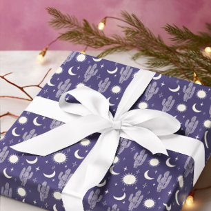 Papel De Presente Padrão de Cactus Branco