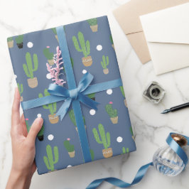 Papel De Presente Padrão de Cactus Cute