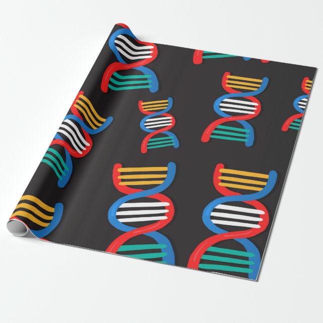 Papel De Presente padrão de cadeias de dna (Desenrolado)