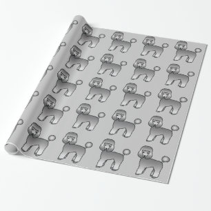 Papel De Presente Padrão de Cães de Poodle de Toy cinza