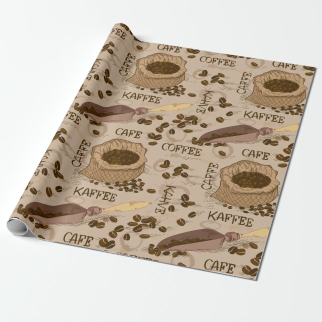 Papel De Presente Padrão de café (Desenrolado)