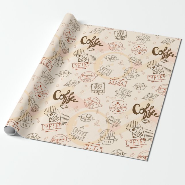 Papel De Presente Padrão de café (Desenrolado)