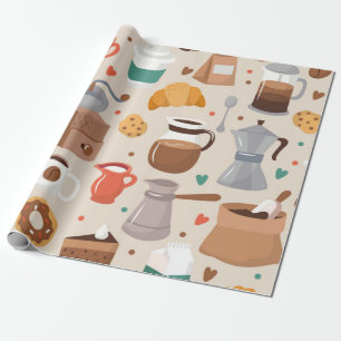 Papel De Presente Padrão de café