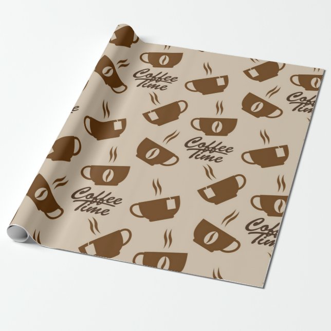 Papel De Presente Padrão de café (Desenrolado)