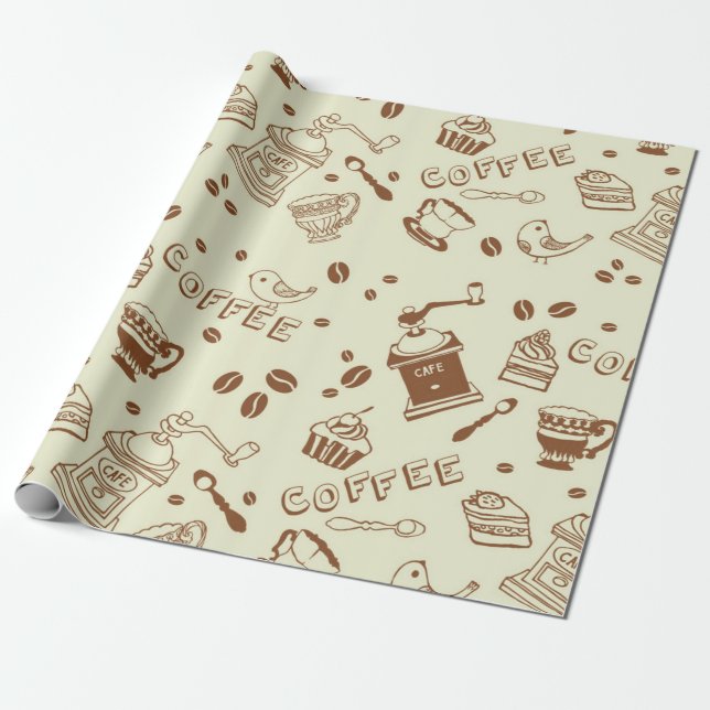 Papel De Presente Padrão de café (Desenrolado)