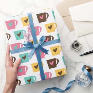 Papel De Presente Padrão de Café e Donut 