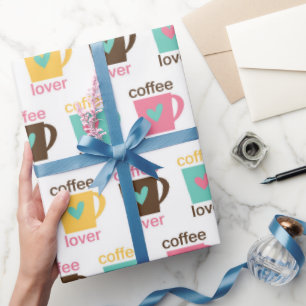 Papel De Presente Padrão de Café e Donut
