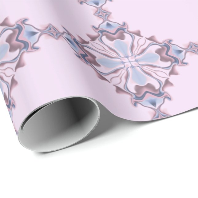 Papel De Presente Padrão de Caleidoscópio com Diamante Rosa e Azul e (Ponta do rolo)
