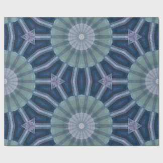 Papel De Presente Padrão de Caleidoscópio Geométrico Azul-marinho e 