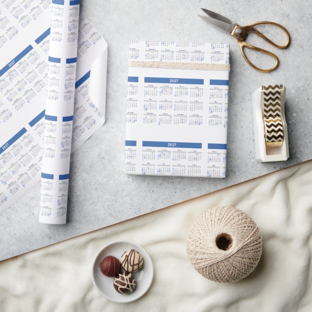Papel De Presente Padrão de Calendário Mensal de 2027 (Artesanato)