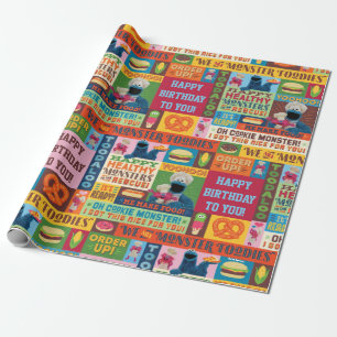 Papel De Presente Padrão de Caminhão Foodie do Monstro do Biscoito