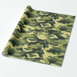 Papel De Presente Padrão de Camouflage Verde Militar