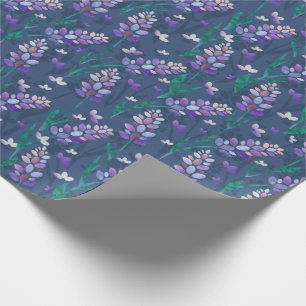 Papel De Presente Padrão de Campos de lavanda em Roxo