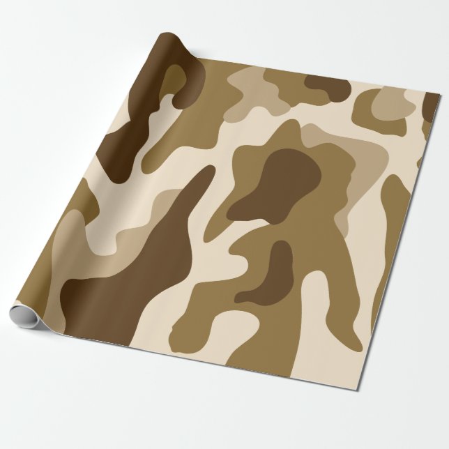 Papel De Presente Padrão de camuflagem bege (Desenrolado)