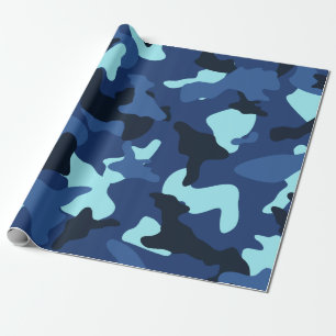 Papel De Presente Padrão de camuflagem camo azul marinho do exército