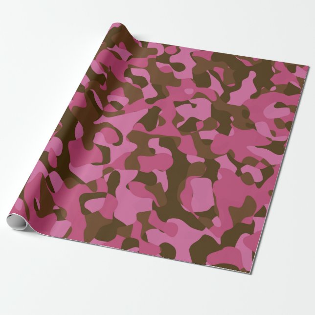 Papel De Presente Padrão de Camuflagem Castanho Rosa (Desenrolado)