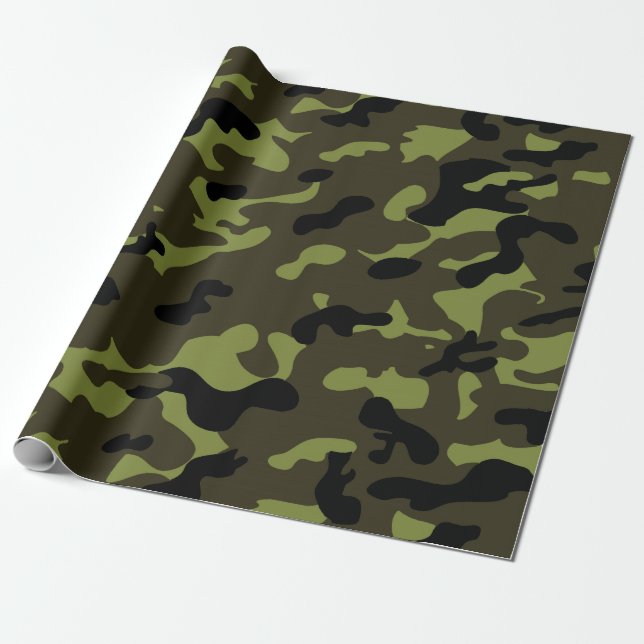 Papel De Presente Padrão de Camuflagem do Exército (Desenrolado)