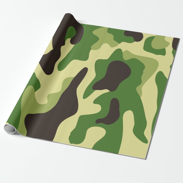 Papel De Presente Padrão de camuflagem Khaki (Desenrolado)