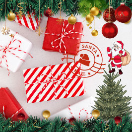 Papel De Presente Padrão de cana de açúcar Vermelho e branco tradici