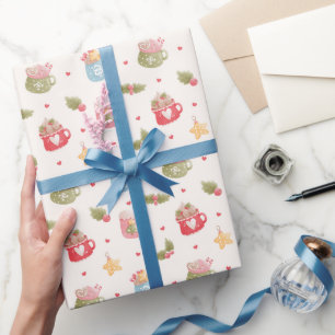 Papel De Presente Padrão de Caneca de Cacau Quente