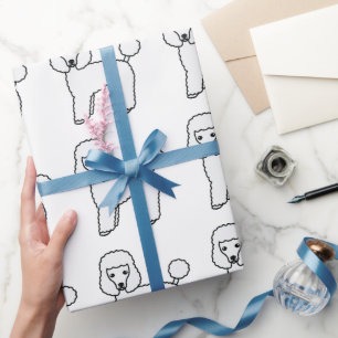 Papel De Presente Padrão de Cão de Cartoon Branco Poodle Cute