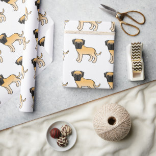 Papel De Presente Padrão de Cão de Cartoon Mastiff Cachorro
