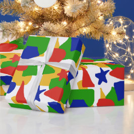 Papel De Presente Padrão de Caos Coloridos das Crianças Abstrato Bon