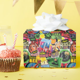 Papel De Presente Padrão de Caracteres de Super Herói Miraculoso