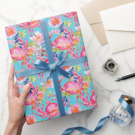 Papel De Presente Padrão de Caranguejos da Praia da Papoila