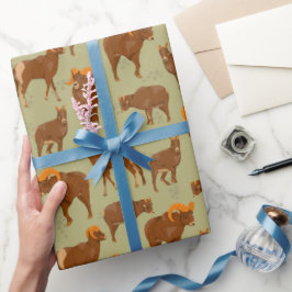 Papel De Presente Padrão de Carneiros da Montanha com Bighorn Sheep