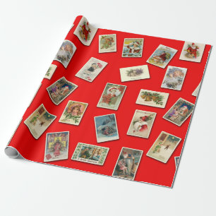 Papel De Presente Padrão de Cartão de Férias Vintage