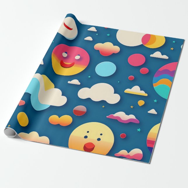 Papel De Presente Padrão de Cartoon Bonito e Simples (Desenrolado)