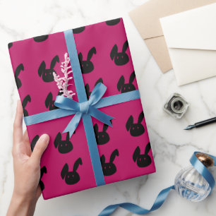 Papel De Presente Padrão De Cartoon Negra E Magenta De Páscoa Modern