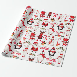 Papel De Presente Padrão de Cartoons de Natal Bonito