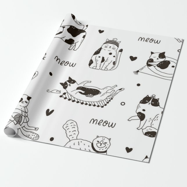 Papel De Presente Padrão de Cat (Desenrolado)