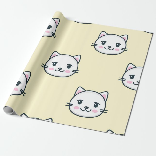 Papel De Presente Padrão de Cat (Desenrolado)