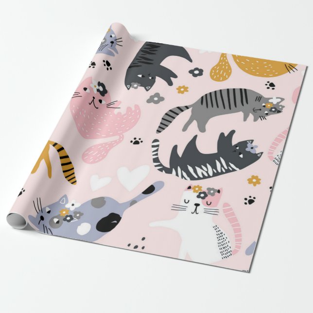 Papel De Presente Padrão de Cat (Desenrolado)