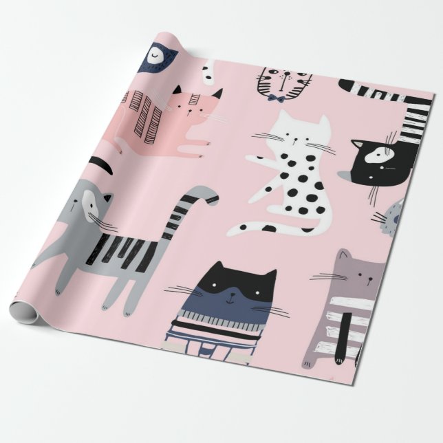 Papel De Presente Padrão de Cat (Desenrolado)
