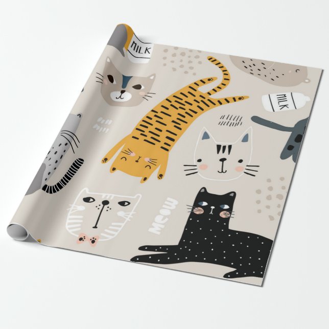Papel De Presente Padrão de Cat (Desenrolado)
