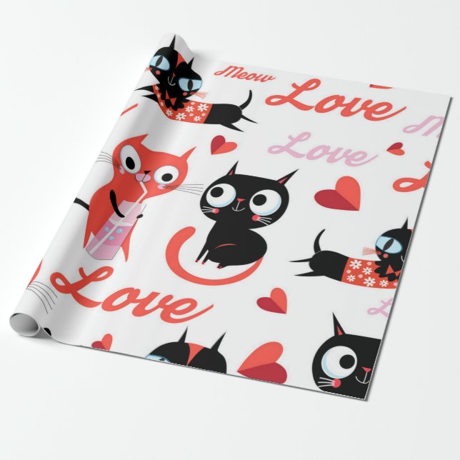 Papel De Presente Padrão de Cat (Desenrolado)