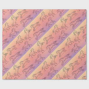 Papel De Presente Padrão de Cavalo de Arte de Linha Diagonal Cavalos
