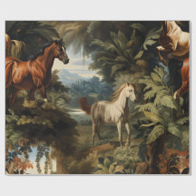 Padrão de Cavalo Tropical Vintage Elegante Equestr