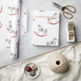 Papel De Presente Padrão de Cavalos Andando de Natal