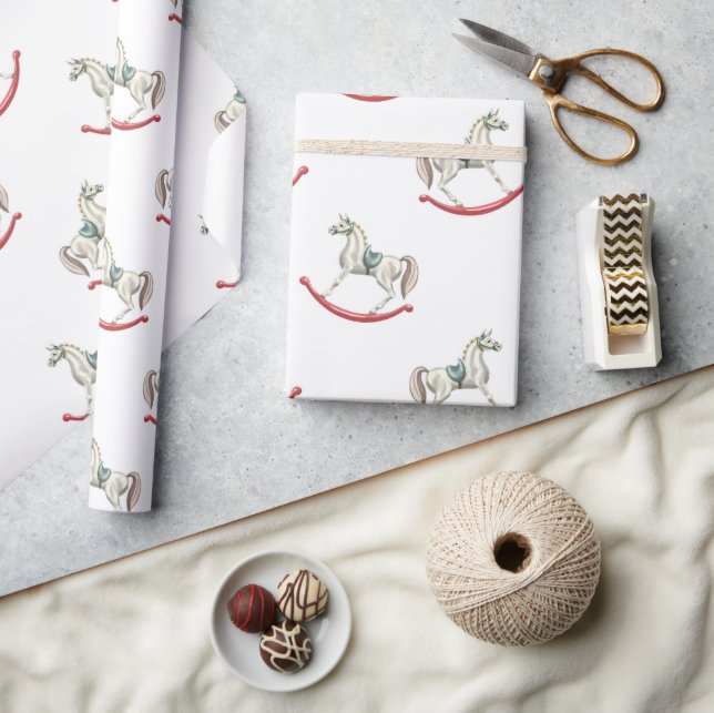 Papel De Presente Padrão de Cavalos Andando de Natal (Artesanato)