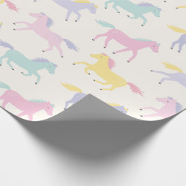 Papel De Presente Padrão de cavalos pastel estilizados em grão