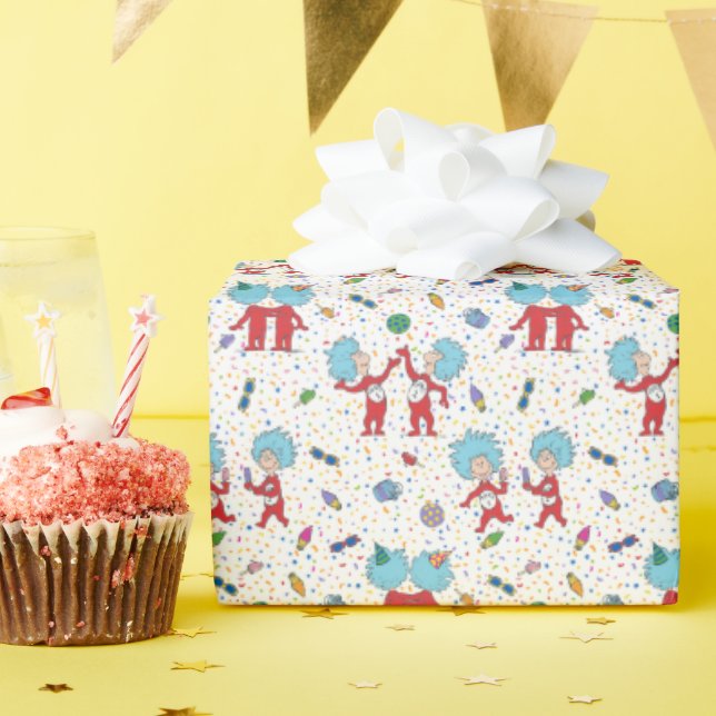 Papel De Presente Padrão de Celebração do Coisa Um Coisa Dois (Festa de aniversário)