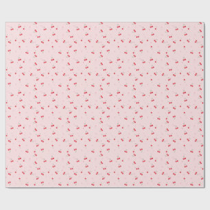 Papel De Presente Padrão de Cereja Fofa   Sem Costura Estética Rosa