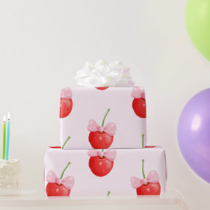 Papel De Presente Padrão de Cereja Vermelha Doce