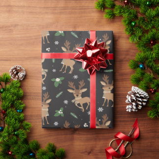 Papel De Presente Padrão de cervos festivos para o plástico de Natal