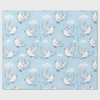 Papel De Presente Padrão de céu contínuo com pomba branca fofa